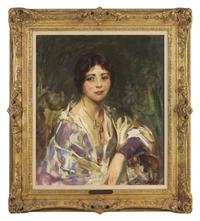 Woman in Purple and White