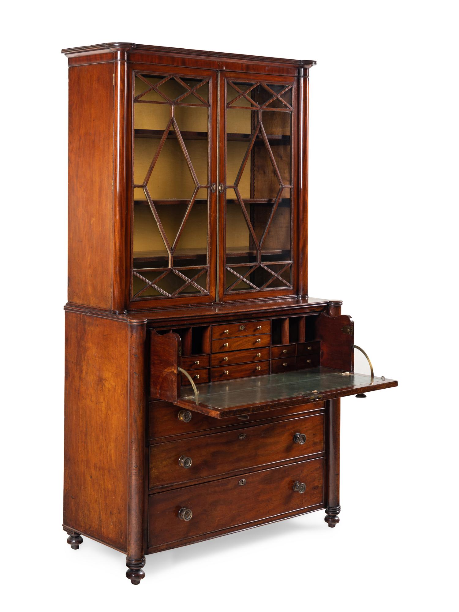 A Regency Mahogany Bureau Bookcase