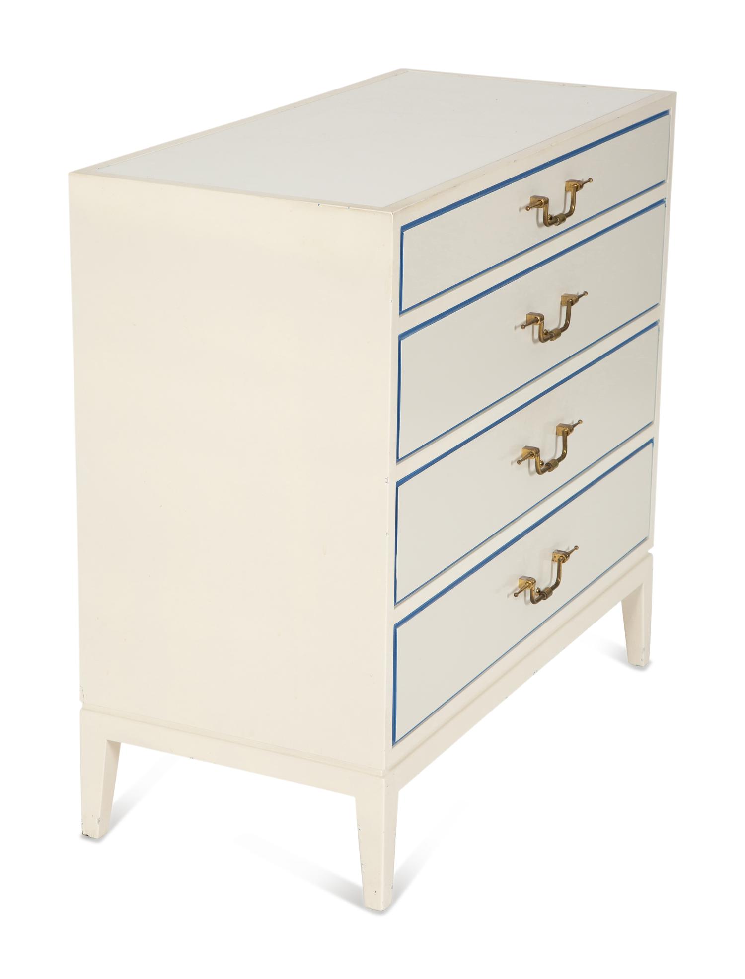 A Tommy Parzinger White Lacquer Commode