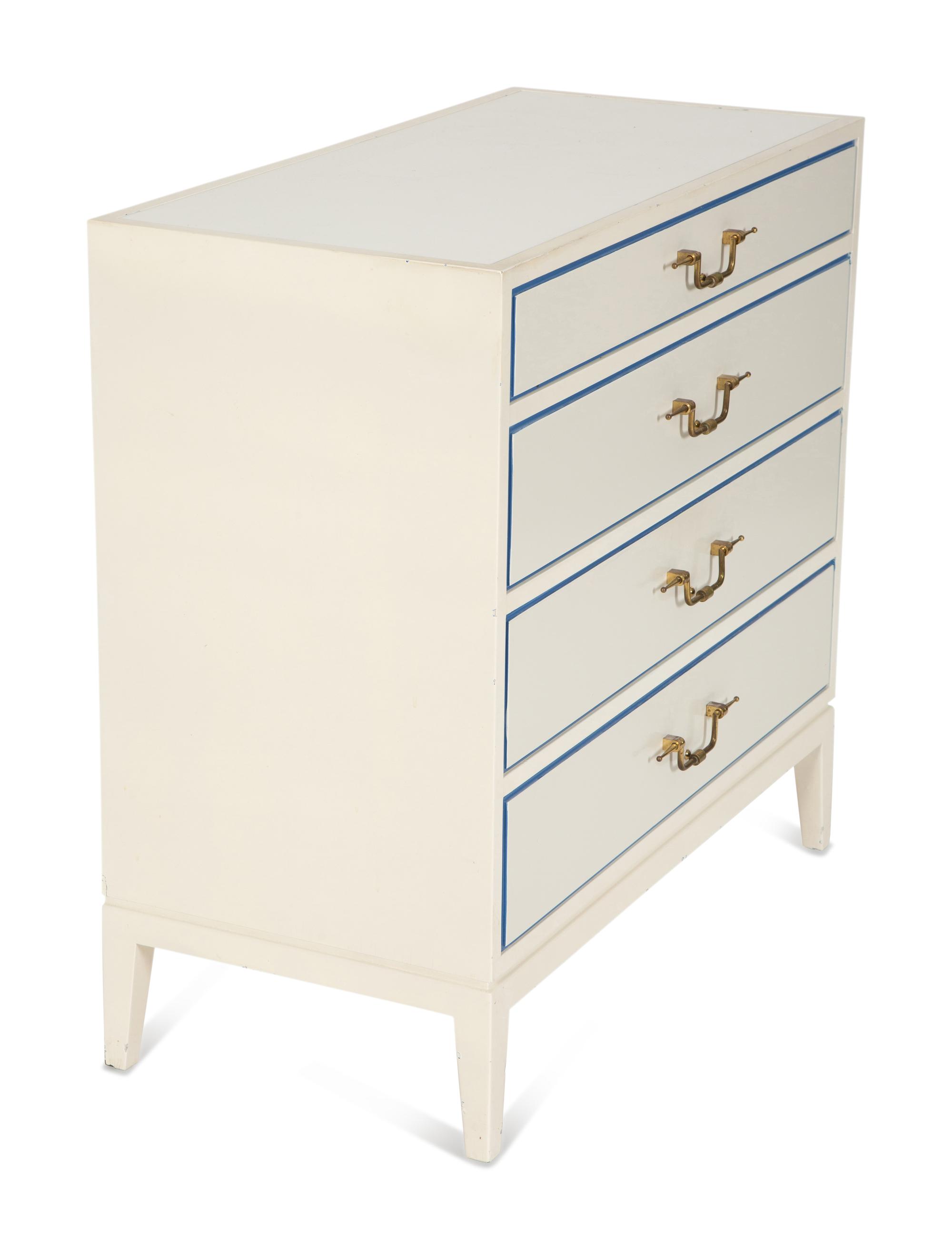 A Tommy Parzinger White Lacquer Commode