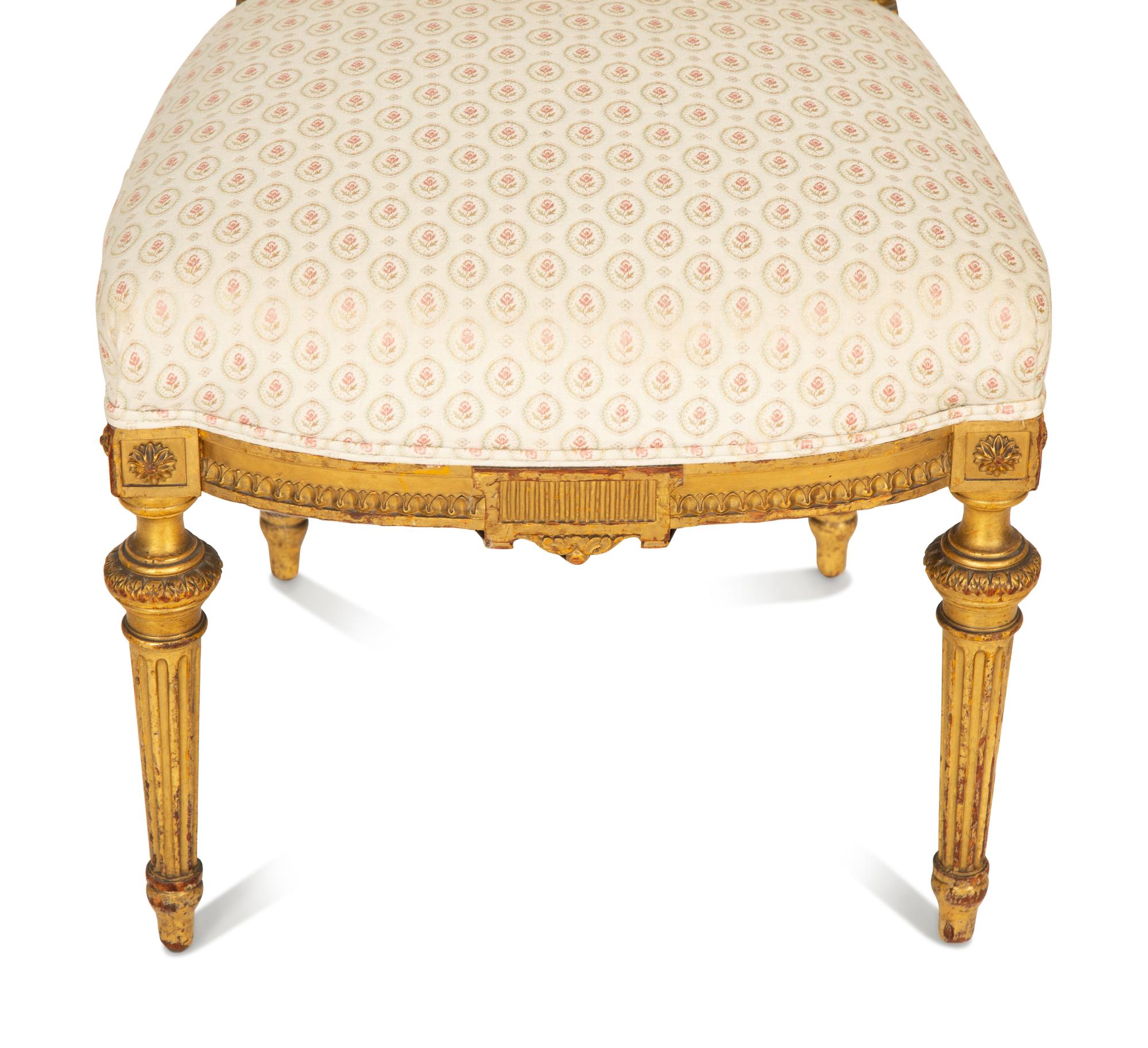 A Diminutive Louis XVI Style Giltwood Lyre-Back Chair