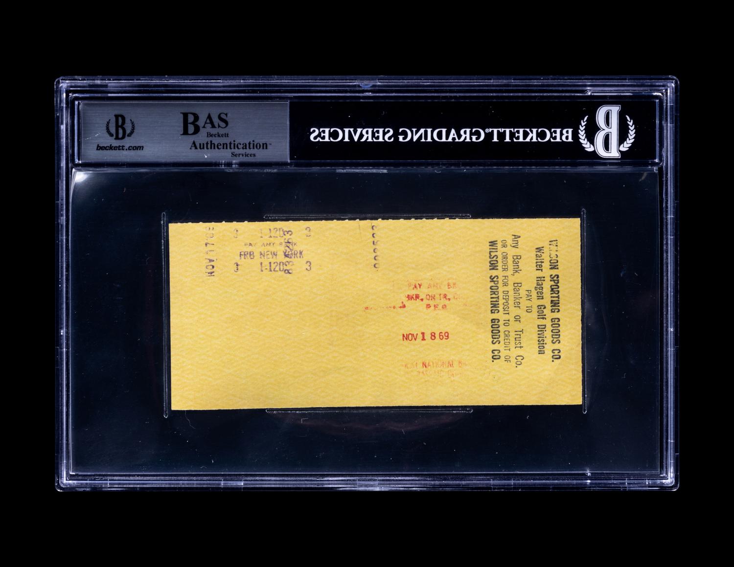 A Jackie Robinson Signed Autograph Check (Beckett Authentication Services Encapsulated),