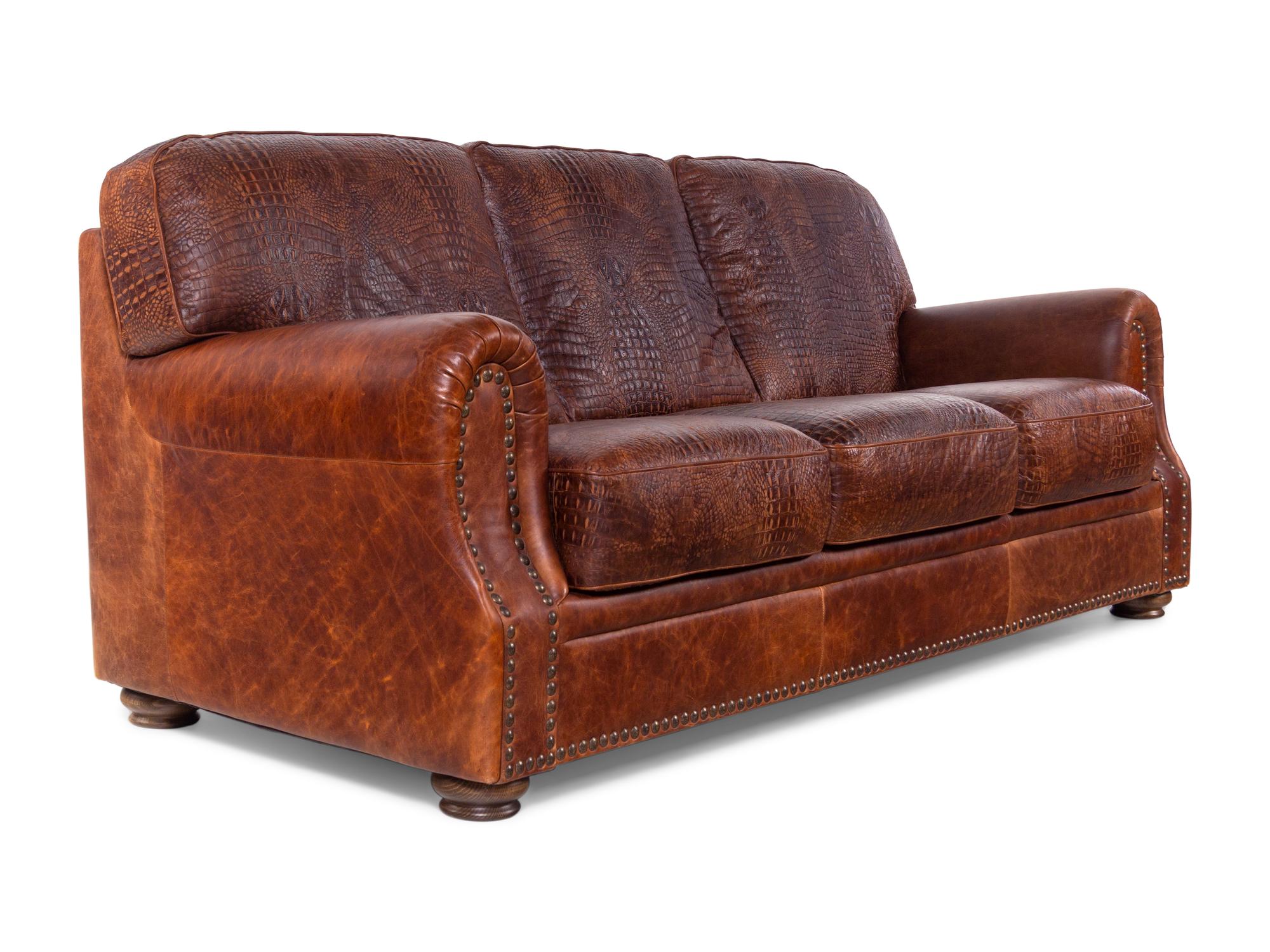 An Embossed Leather Upholstered Sofa