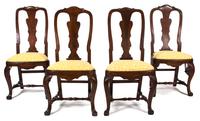 A Set of Four Queen Anne Walnut Side Chairs Height 43 inches. — 18TH CENTURY