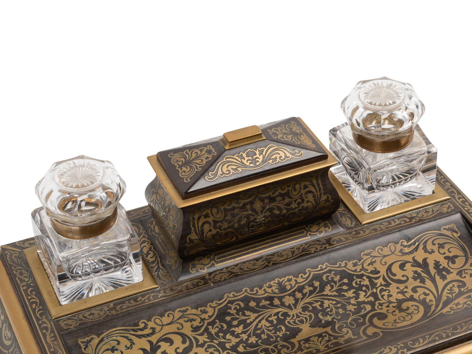 An English Boulle Marquetry Inkwell