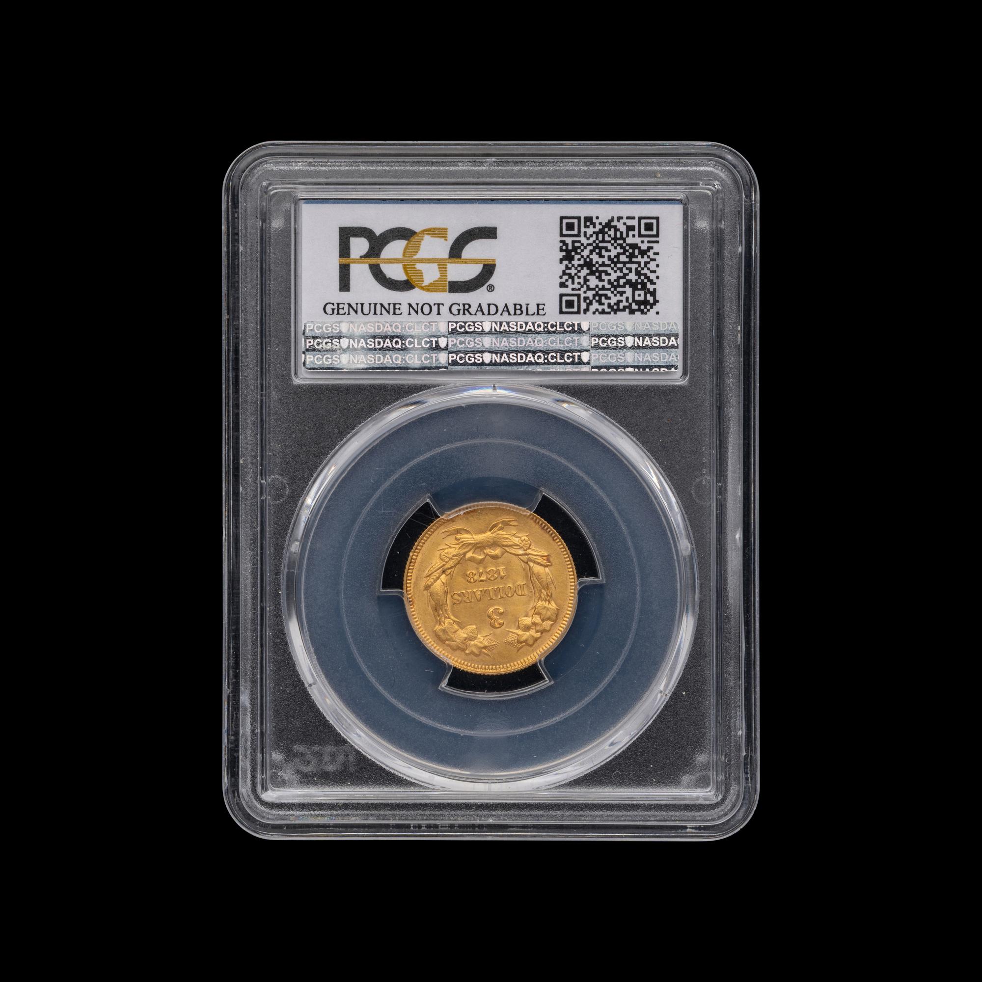 An 1878 Indian Princess $3 Gold Coin [PCGS Unc Details-Cleaned]