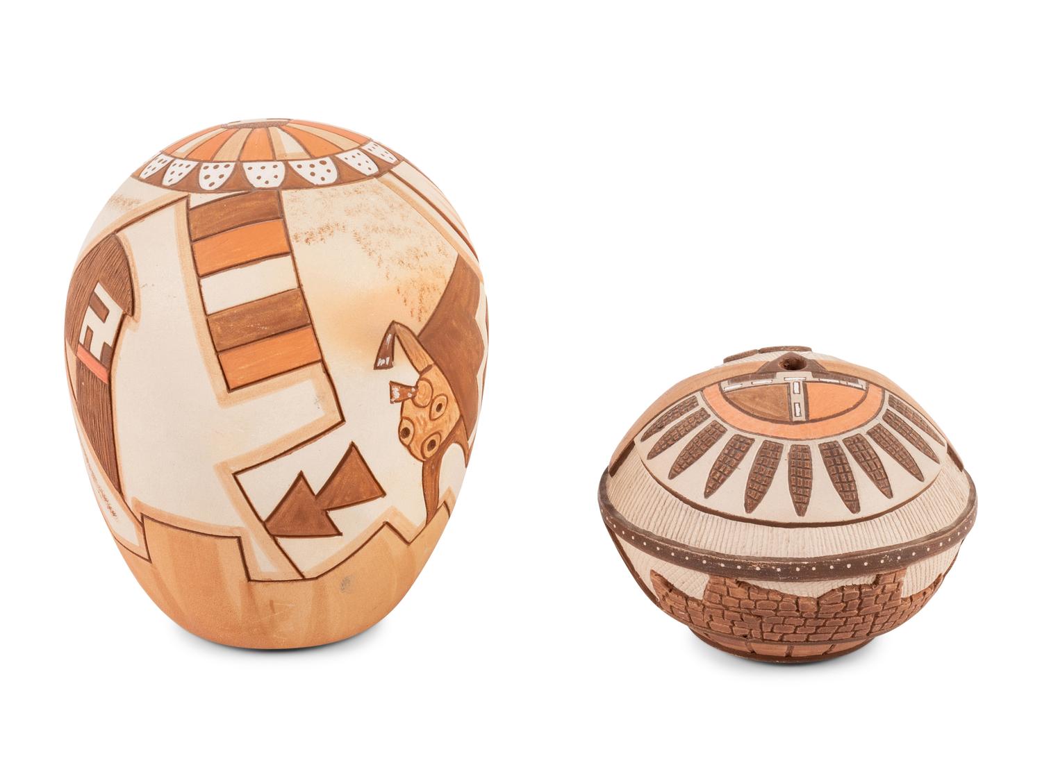 Carved Pottery Seed Jars