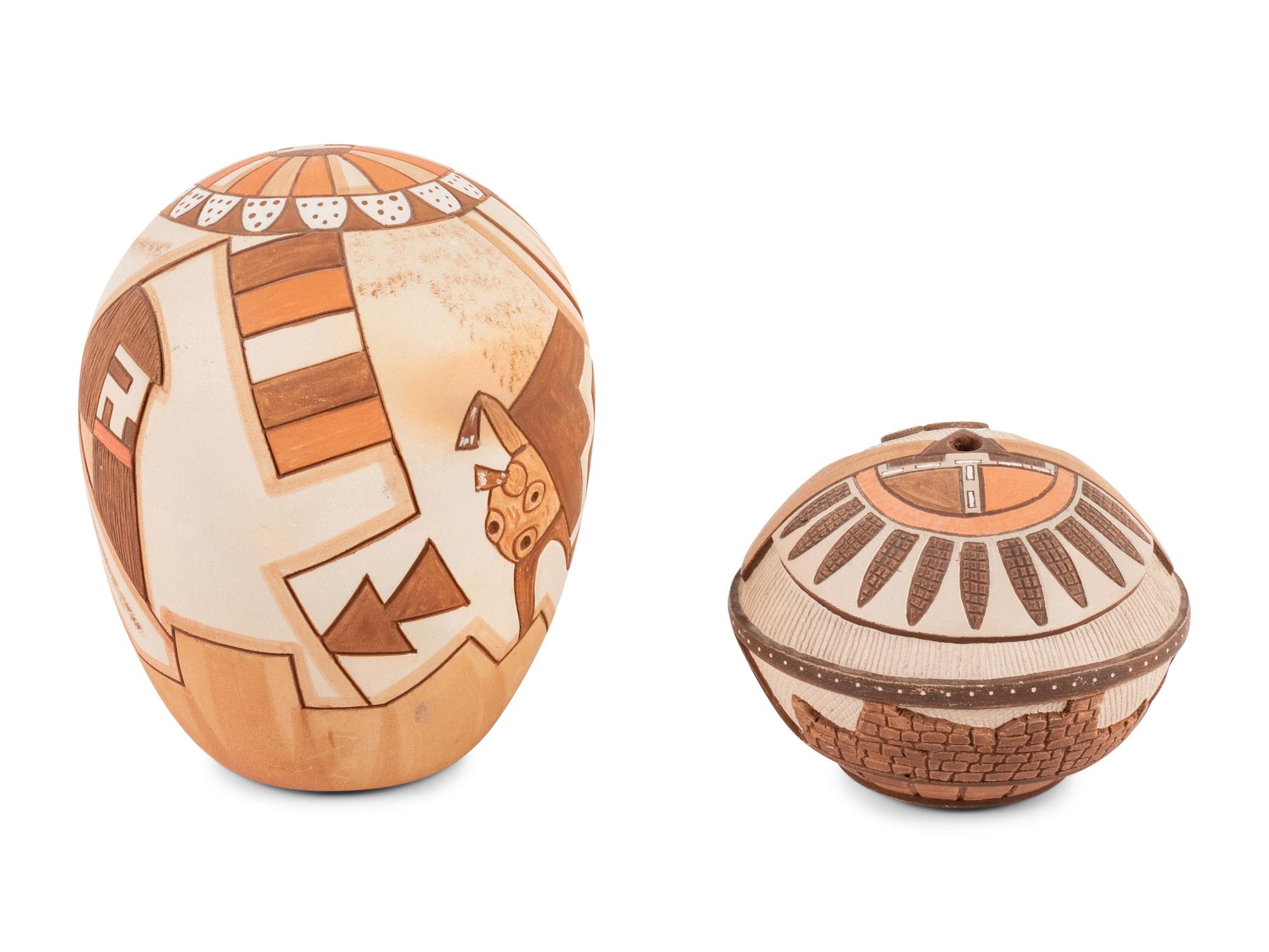 Carved Pottery Seed Jars