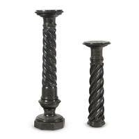 Two Continental Black Marble Pedestals