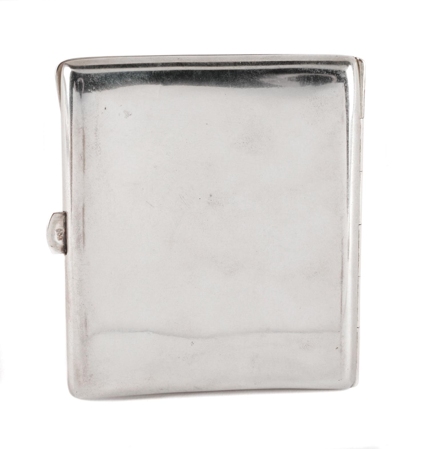 A Continental Enameled Silver Cigarette Case, Late 19th/Early 20th Century, the lid enameled to show a sea nymph.