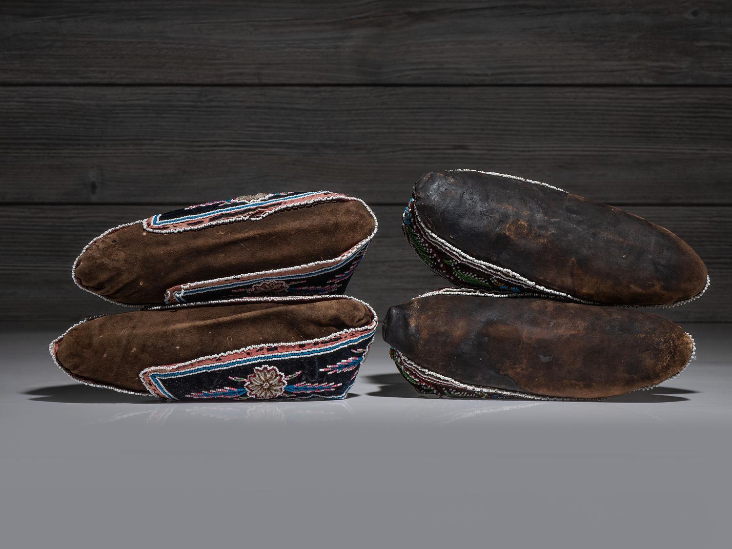 Northeastern Beaded Hide Moccasins