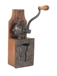 A Bell Cast Iron Wall Mount Coffee Grinder