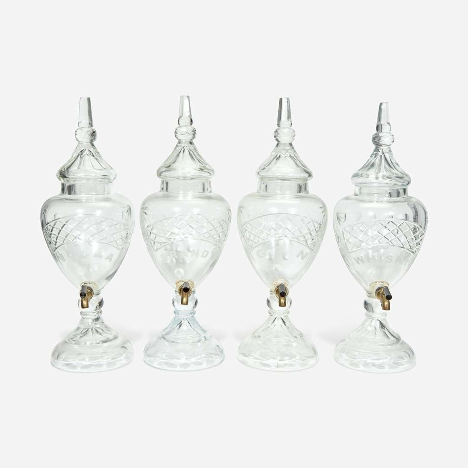 Four Cut Glass Spirit Flasks