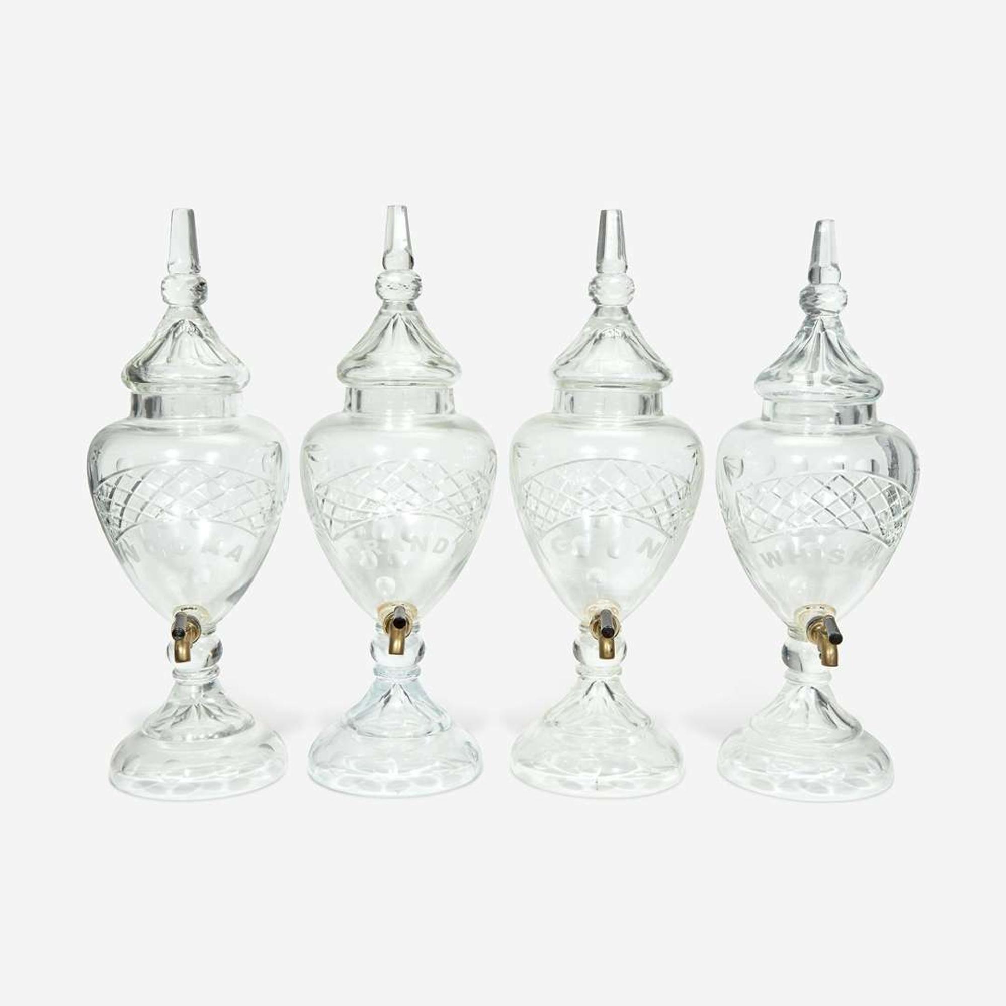 Four Cut Glass Spirit Flasks