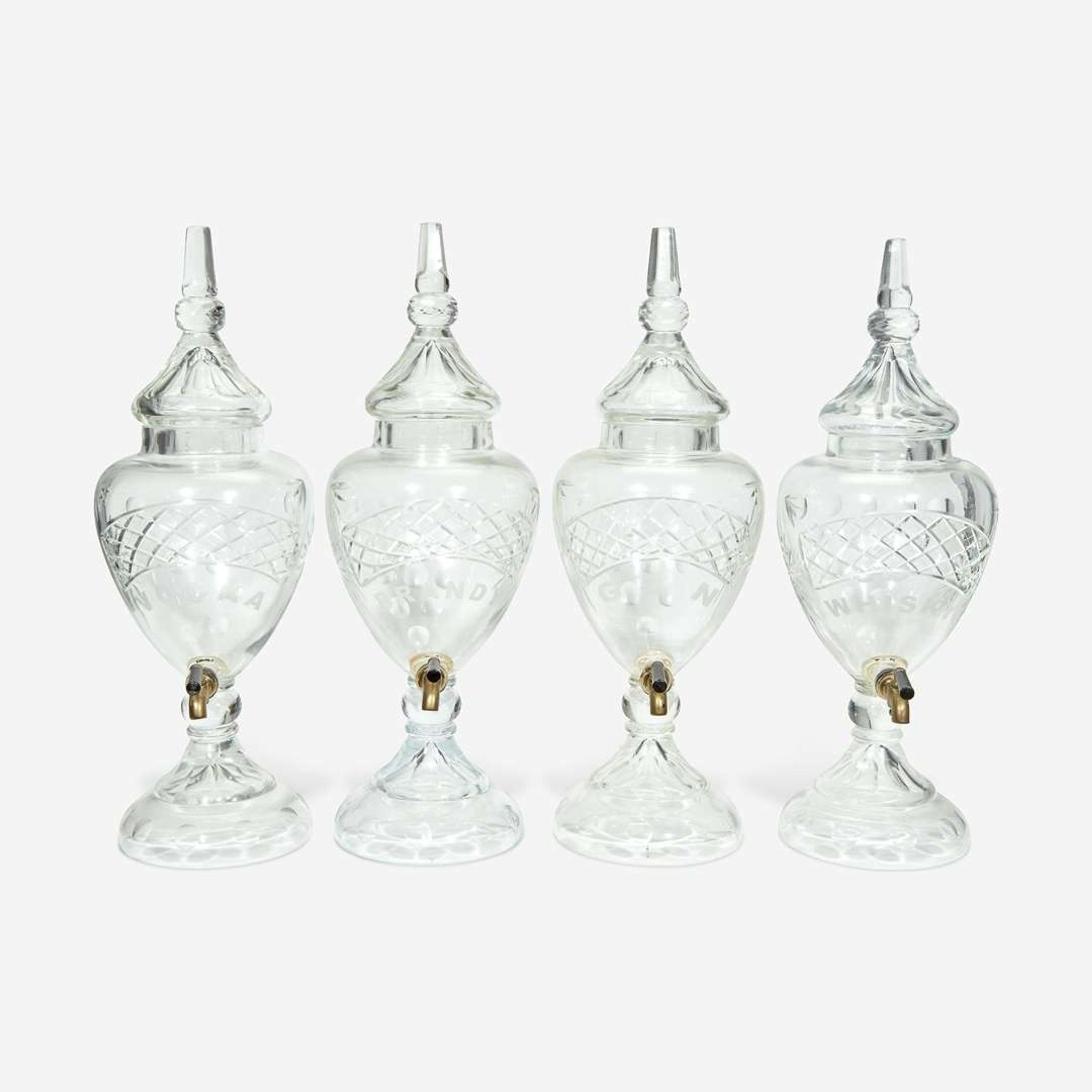 Four Cut Glass Spirit Flasks