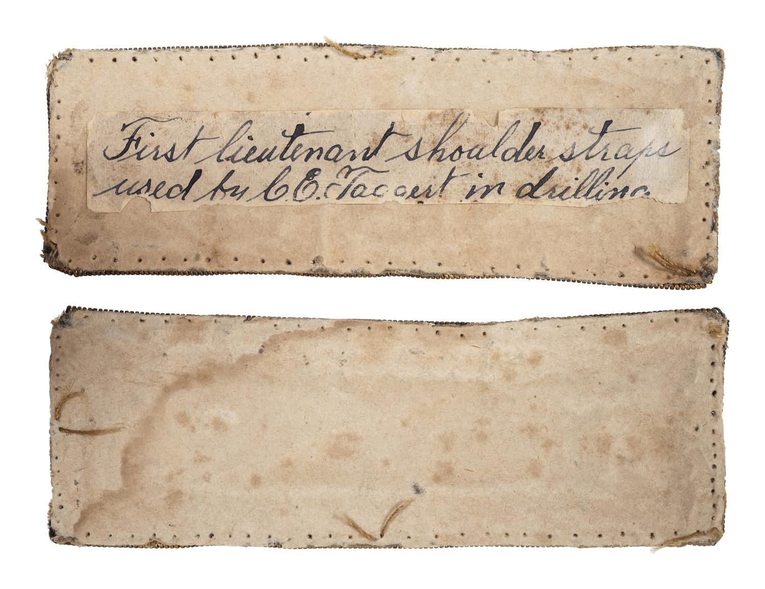 [CIVIL WAR]. First lieutenant of staff shoulder straps with ink identification.