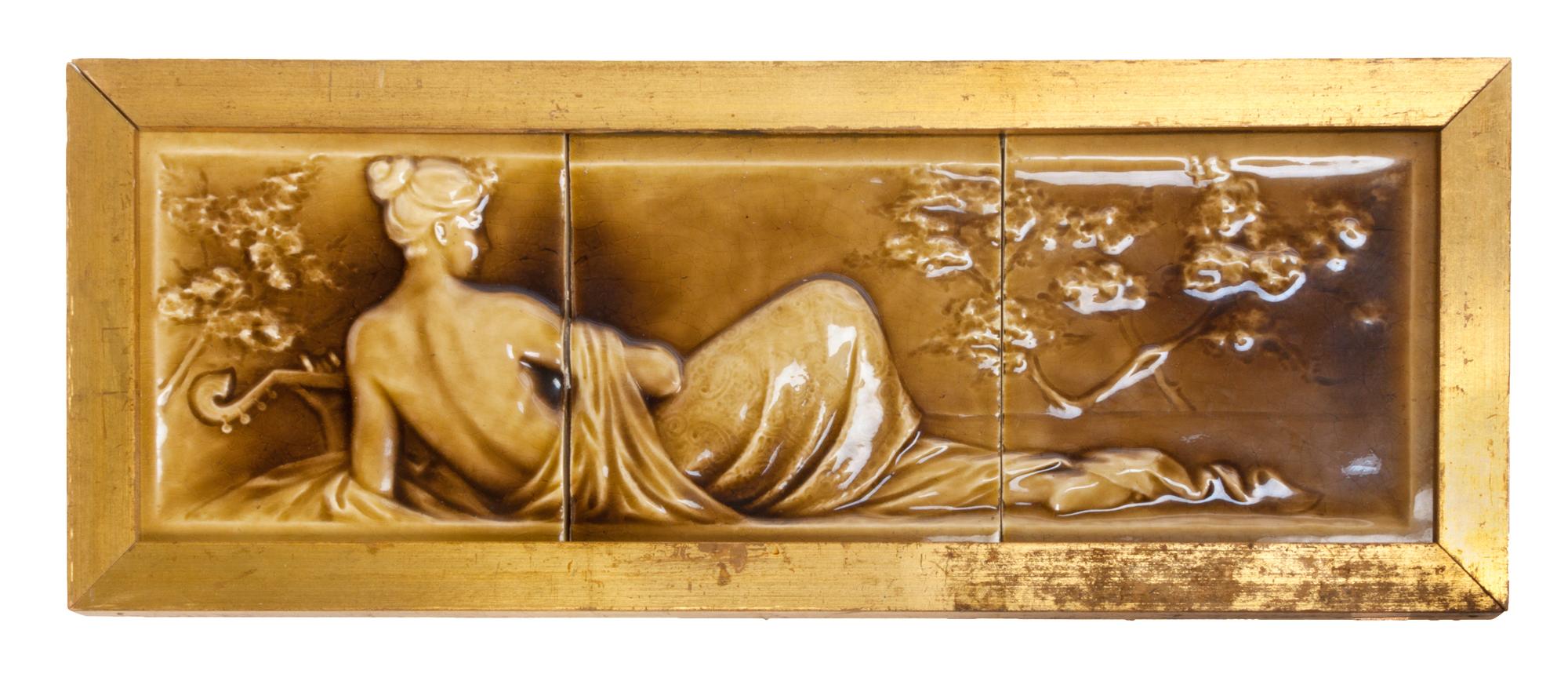 A Collection of Three Pottery Tiles Height of tallest 18 1/4 inches.
