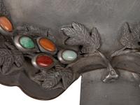 Two Chinese Hardstone Inset Pewter Articles