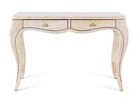 A Louis XV Style Marble Veneered and Brass Inlaid Console Table