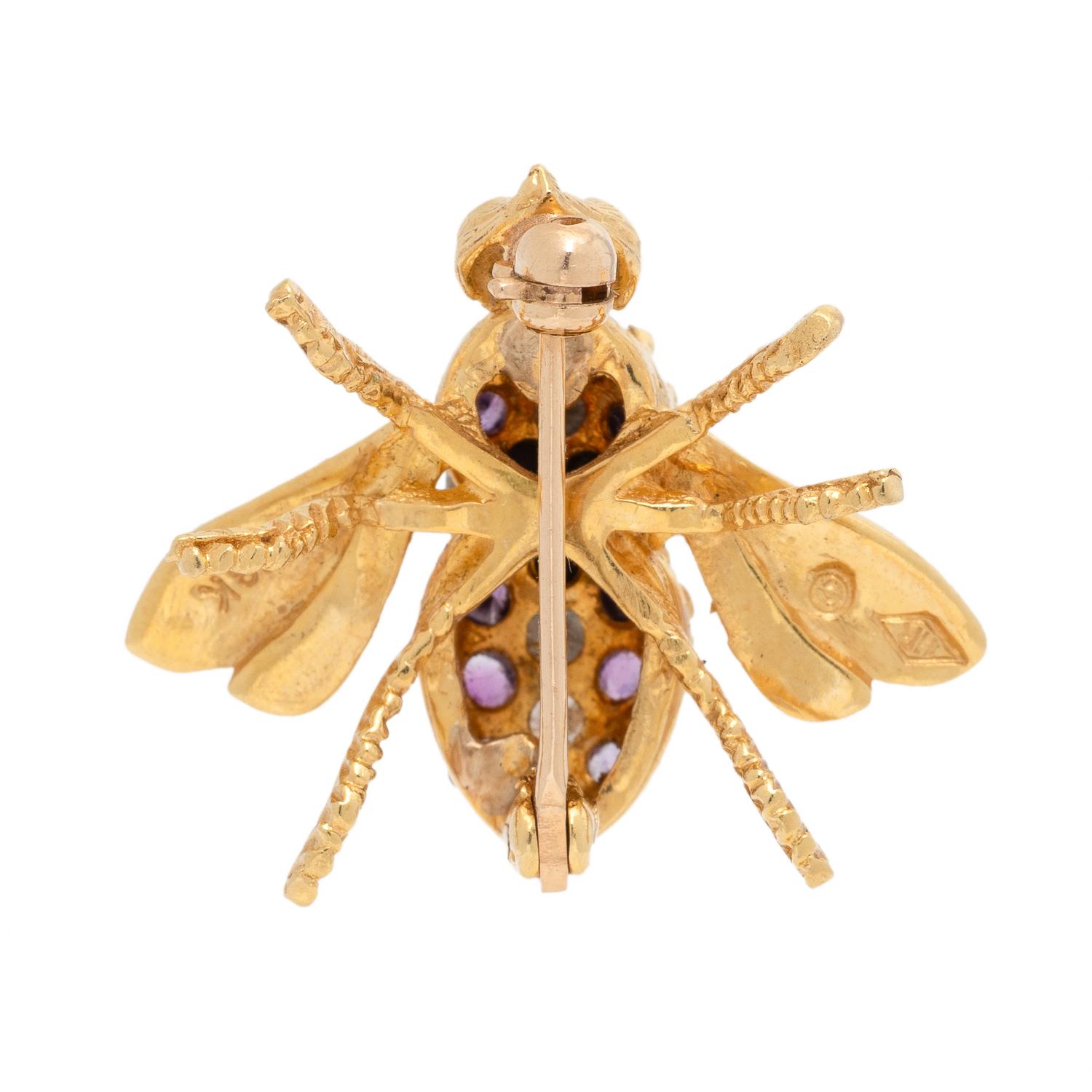 Herbert Rosenthal, Amethyst, Diamond, and Yellow Gold Bee Brooch