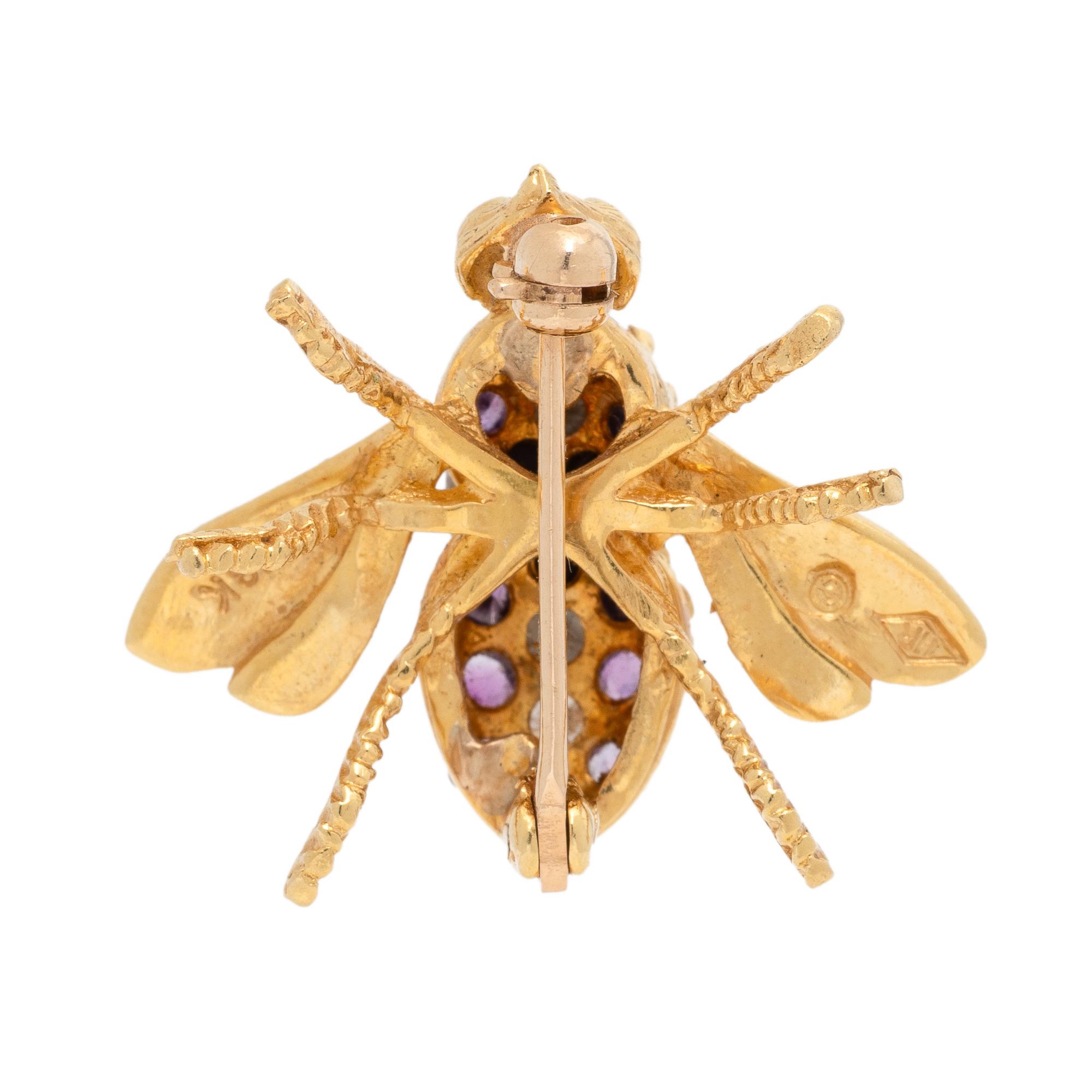 Herbert Rosenthal, Amethyst, Diamond, and Yellow Gold Bee Brooch