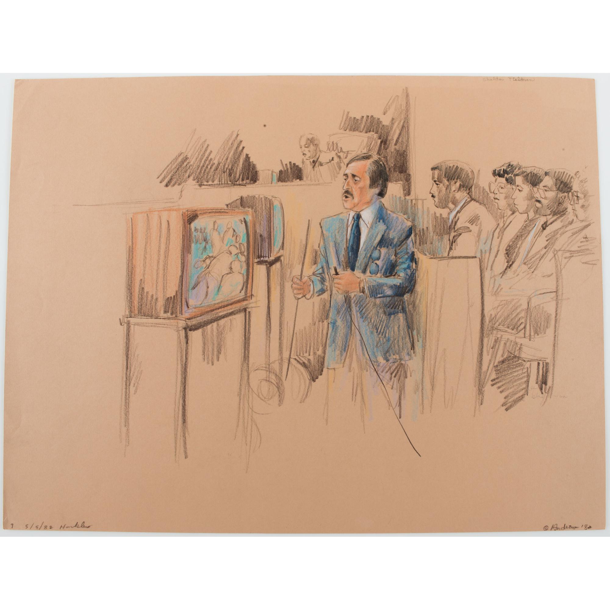 Joan Andrew, Washington Post and CNN Sketch Artist, 24 Original Sketches Documenting the Trial of John Hinckley, Jr., For his Attempted Assassination of Ronald Reagan