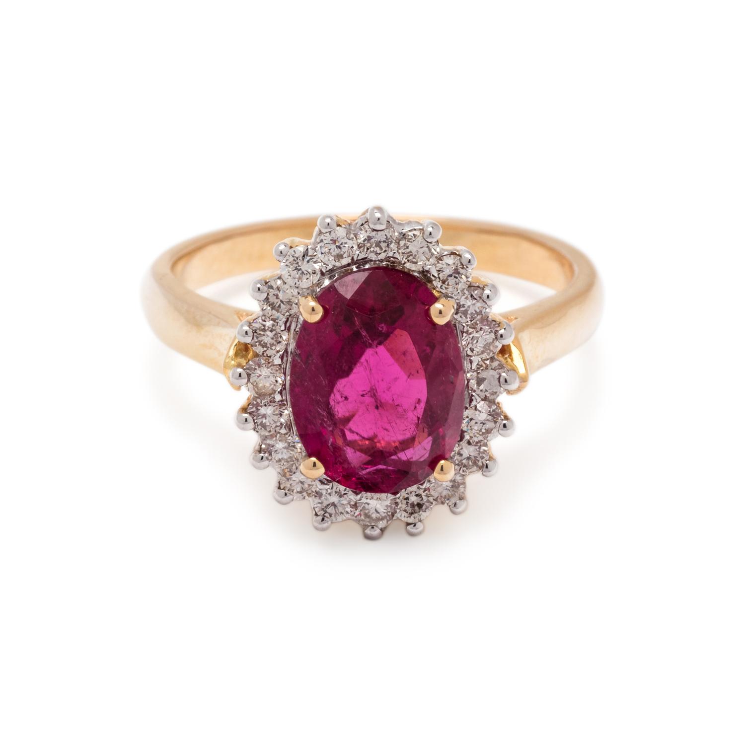 RUBELLITE AND DIAMOND RING