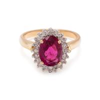 RUBELLITE AND DIAMOND RING