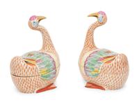 A Pair of Chinese Export Porcelain Crane-Form Tureens