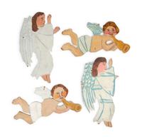 A Group of Four Hanging Angels and an Angel Mobile