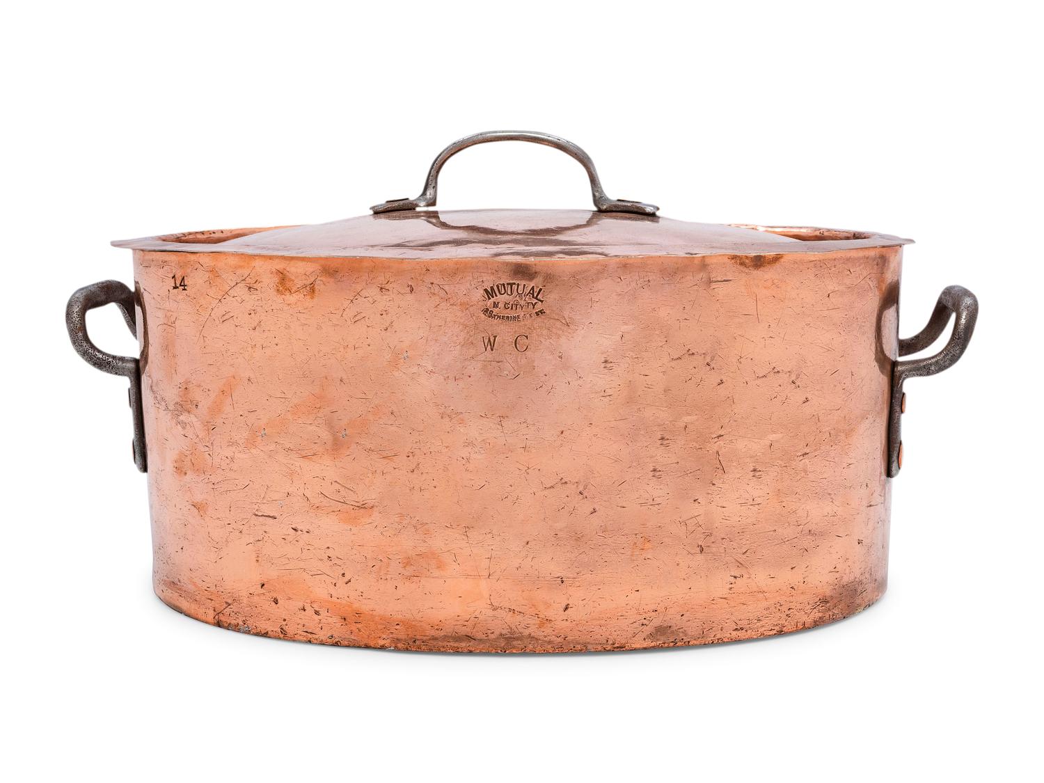 An American Oval Copper Brazier with Cover