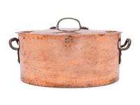 An American Oval Copper Brazier with Cover