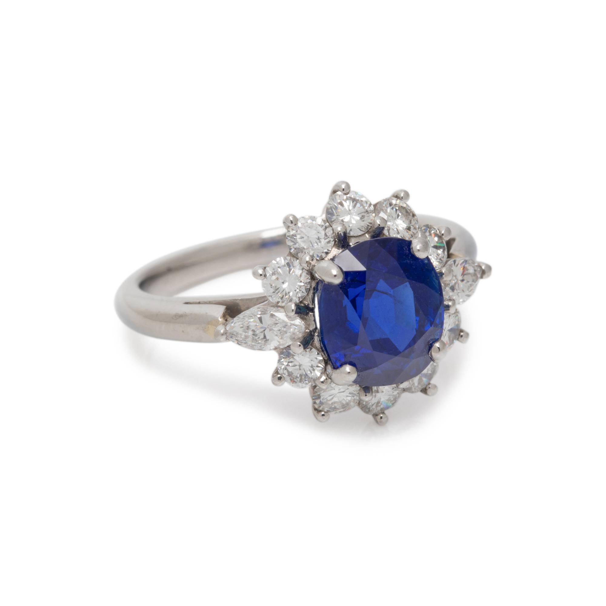 UNHEATED KASHMIR SAPPHIRE AND DIAMOND RING