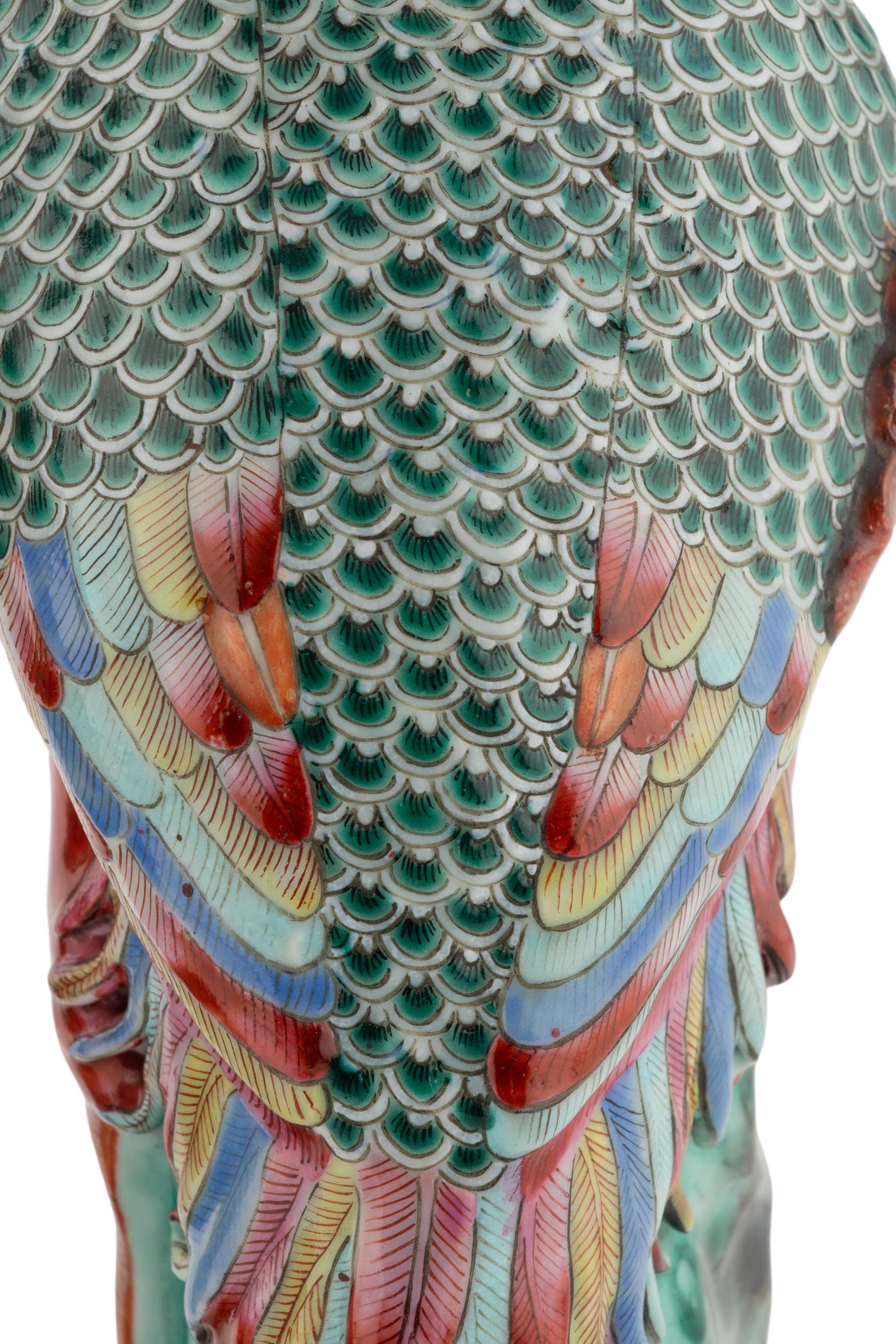 A Pair of Chinese Export Porcelain Phoenix Birds with Italian Giltwood Brackets