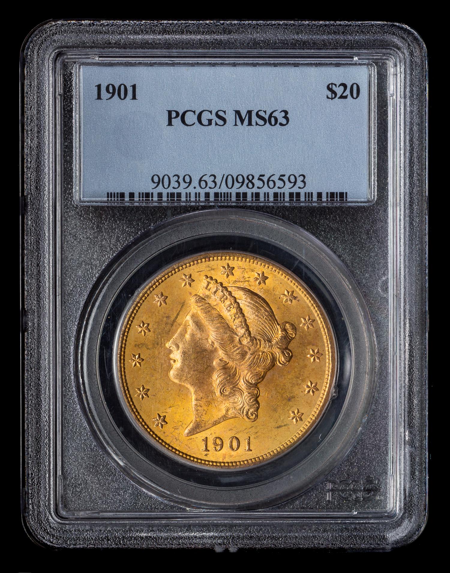 A United States 1901 Liberty Head $20 Gold Coin