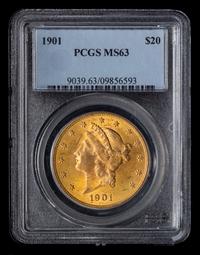 A United States 1901 Liberty Head $20 Gold Coin