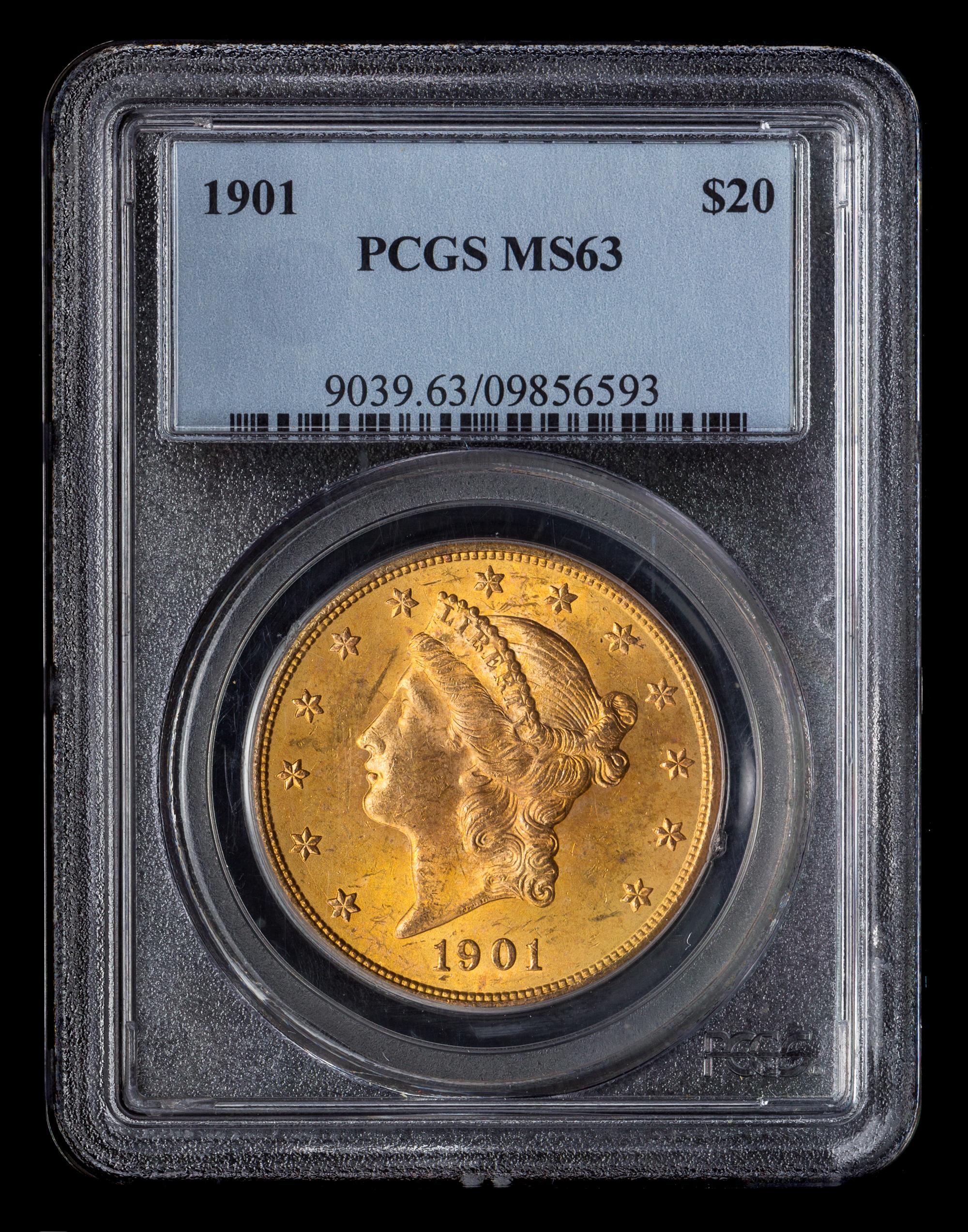A United States 1901 Liberty Head $20 Gold Coin