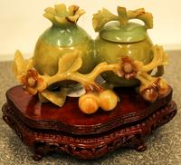 A Carved Jade Brush Washer. Length 4 3/8 inches.