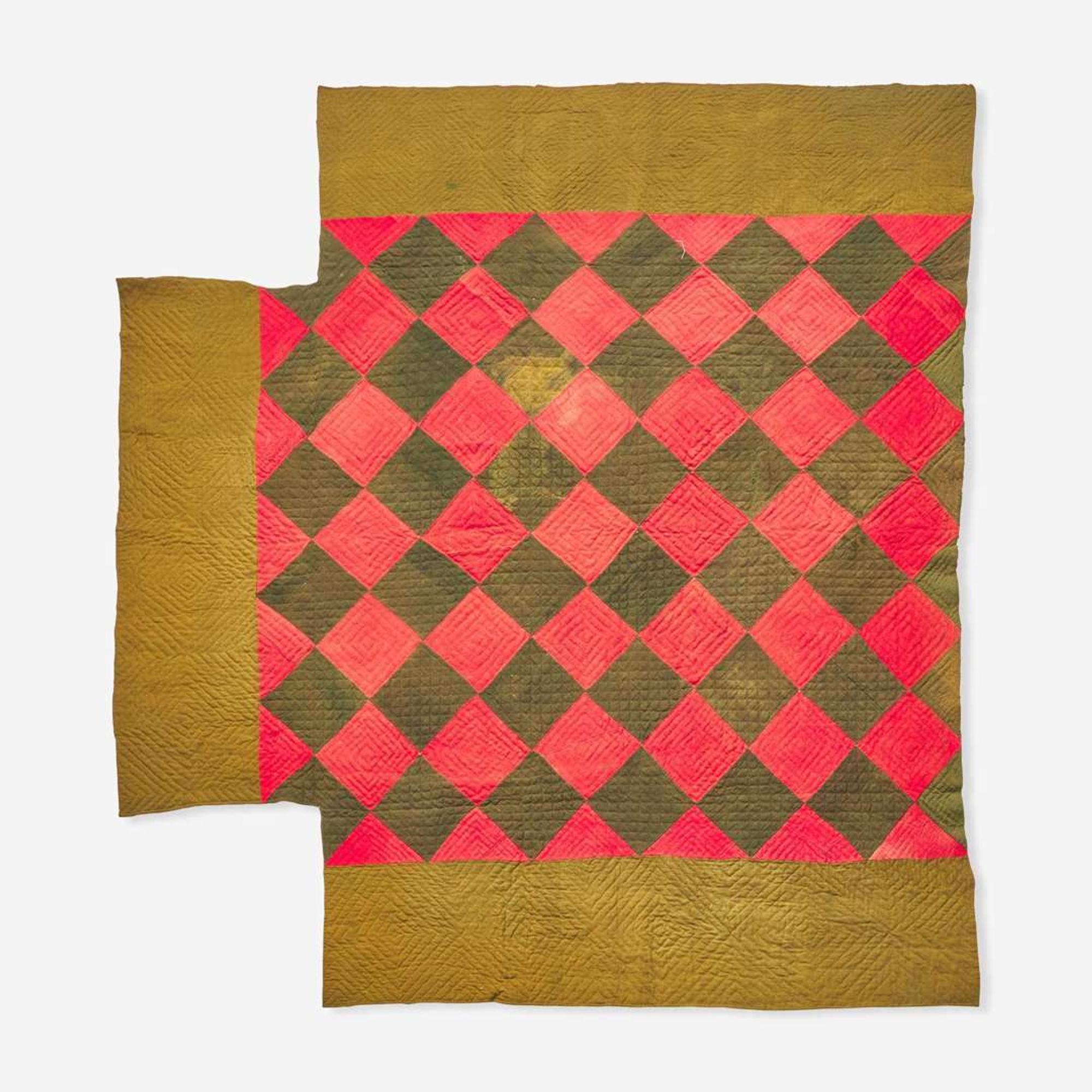 An assorted collection of five woven wool coverlets and one quilt; 19th century