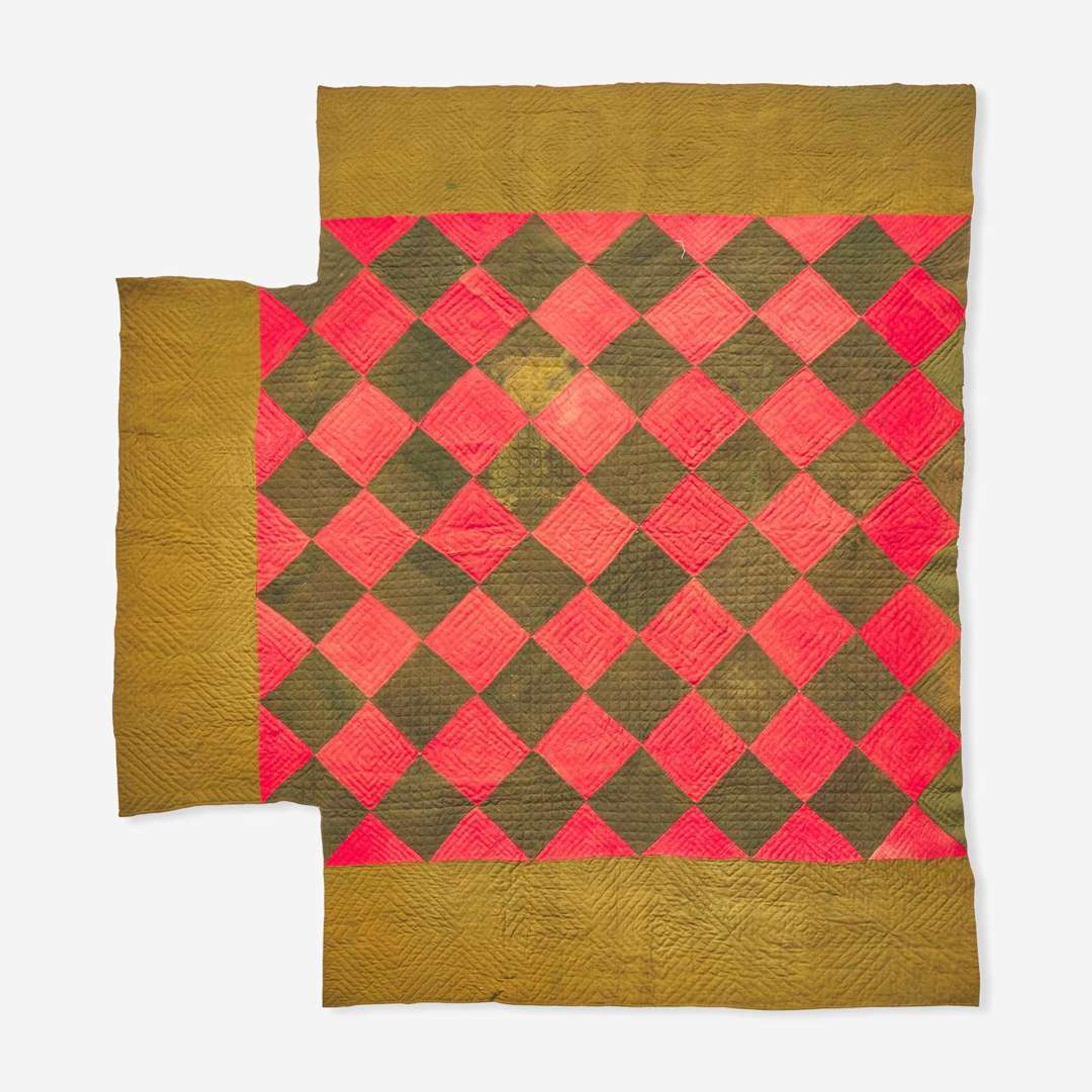 An assorted collection of five woven wool coverlets and one quilt; 19th century