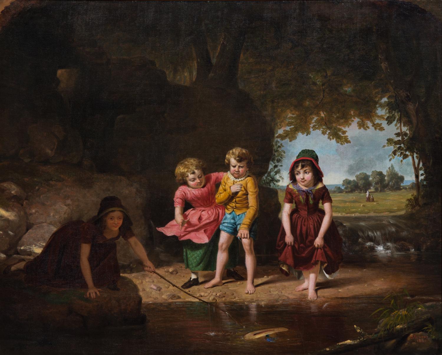 Junius Brutus Stearns, (American, 1810-1885), A Hat in the Pond, 1850