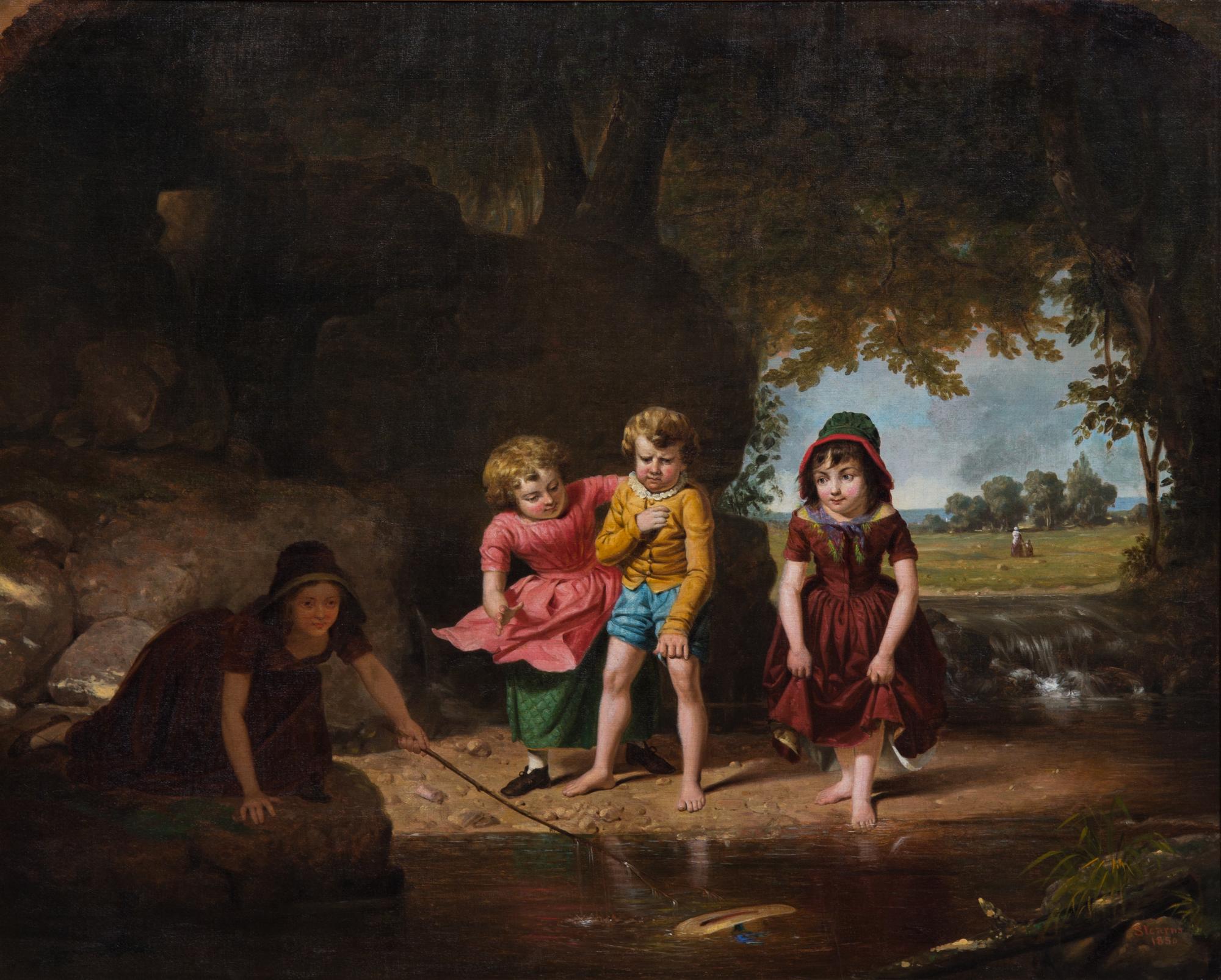 Junius Brutus Stearns, (American, 1810-1885), A Hat in the Pond, 1850