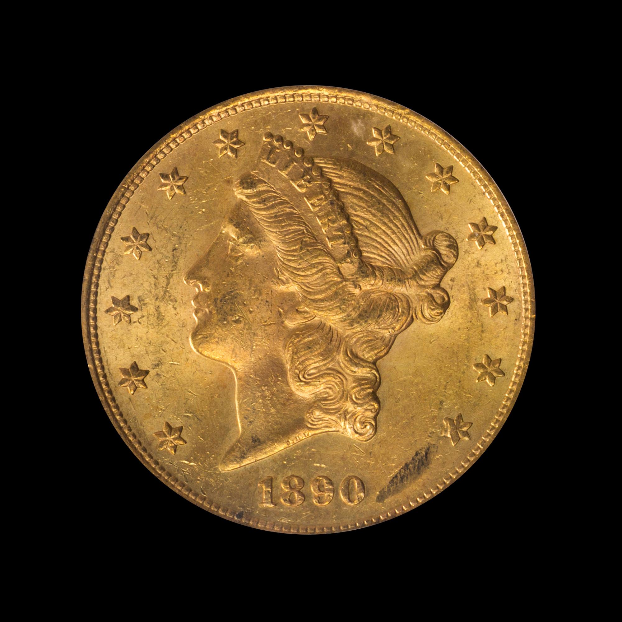 A United States 1890-S Liberty Head $20 Gold Coin