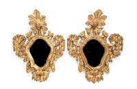 A Pair of Baroque Giltwood Mirrors Height 24 x width 18 inches. — LIKELY ITALIAN, 18TH CENTURY