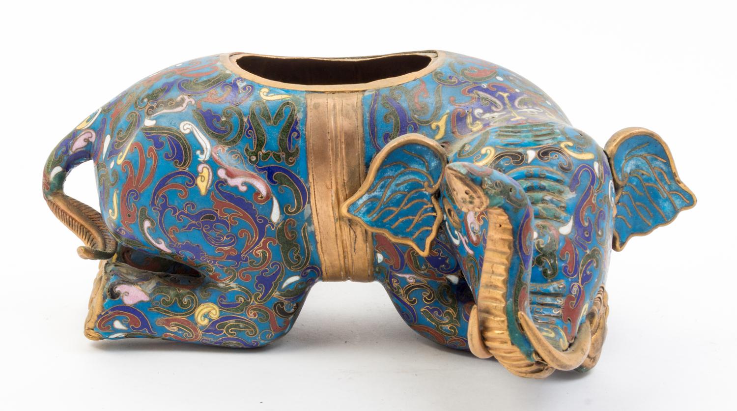 Three Cloisonne Models of Animals Width of first 11 inches.