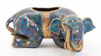 Three Cloisonne Models of Animals Width of first 11 inches.