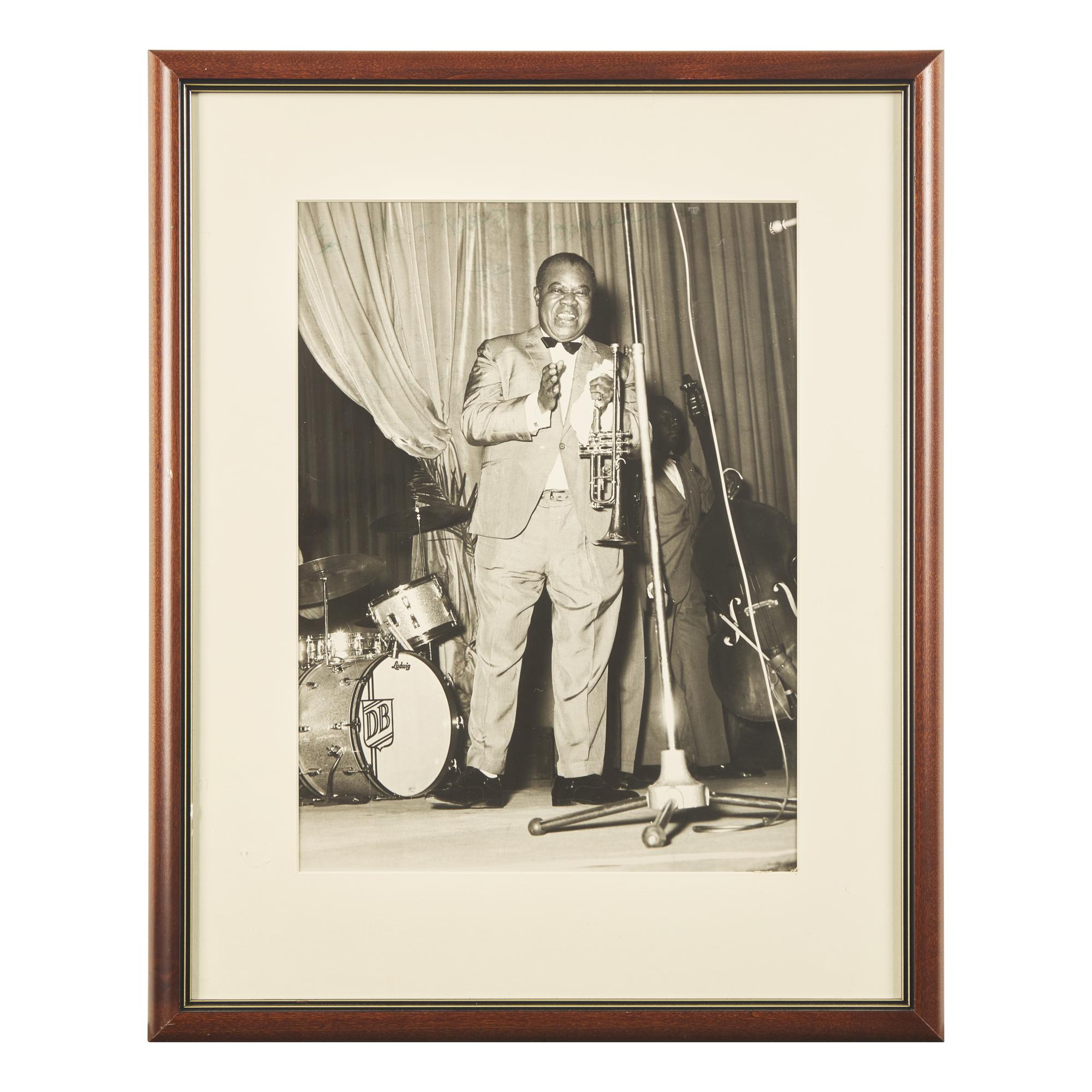 [African Americana] Armstrong, Louis. Inscribed Photograph