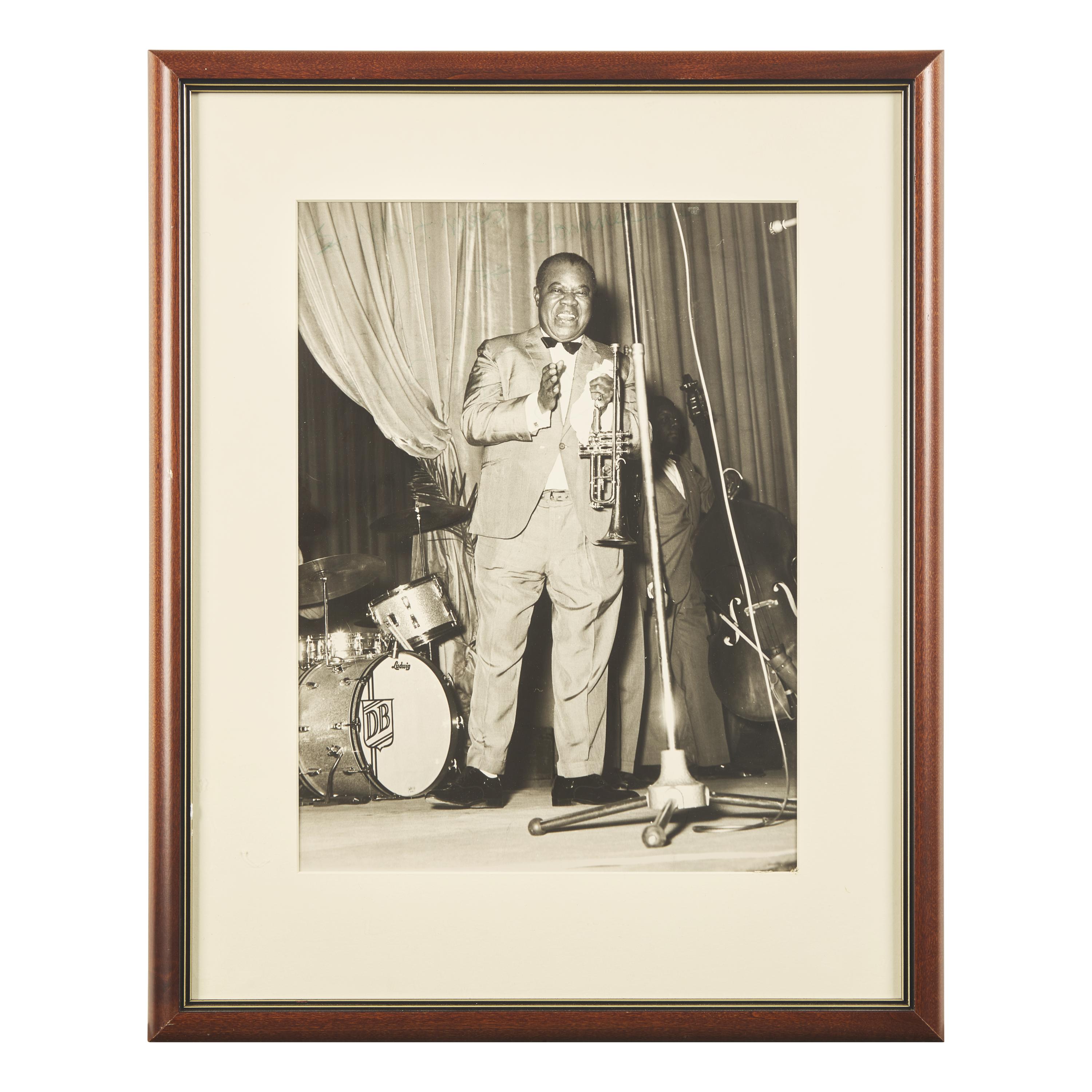 [African Americana] Armstrong, Louis. Inscribed Photograph