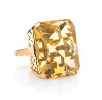 A Retro 14 Karat Yellow Gold and Citrine Ring, 14.30 dwts.