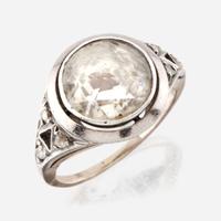A diamond, sterling silver, and gold ring